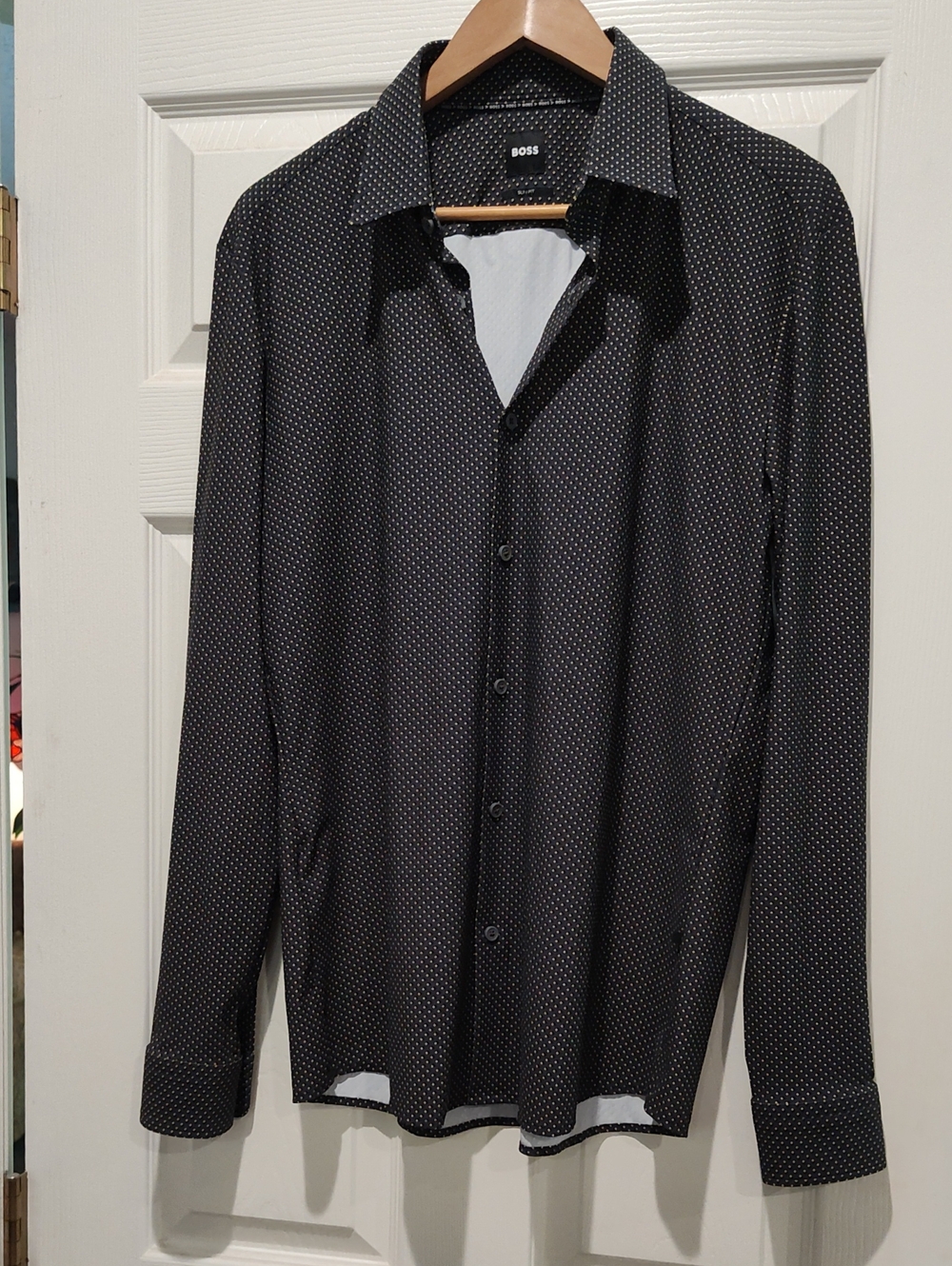 Boss Hugo Boss Slim Fit Button Front Shirt Long Sleeve Size Large